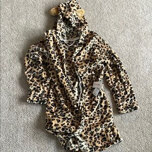 Tan and Black Leopard Print Pajama Robe